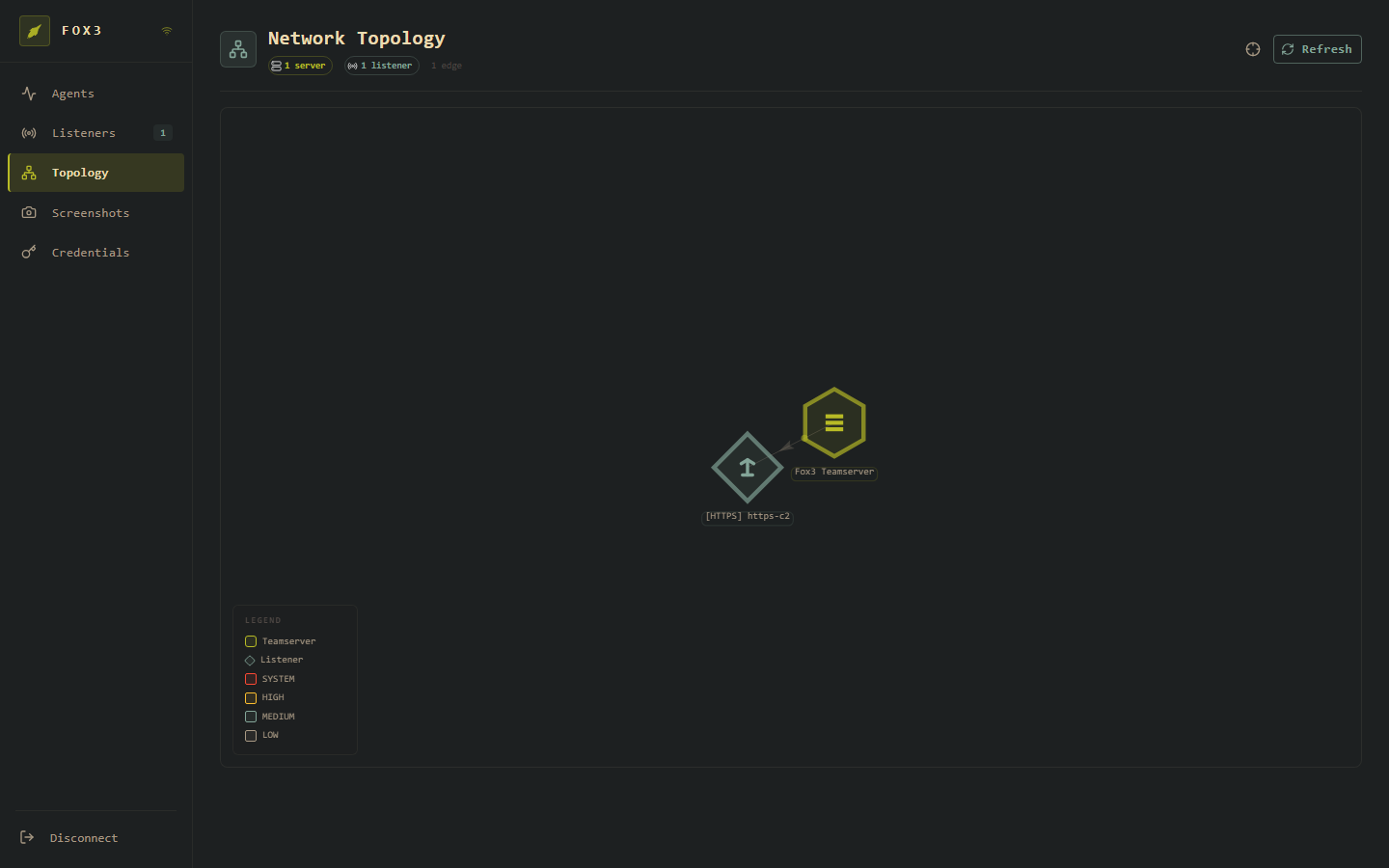Network topology — server and listener